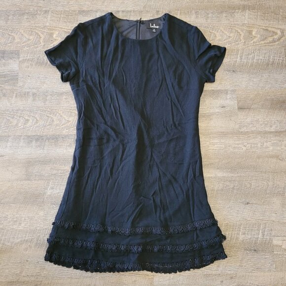 LULUS | Buenos Aires Black Shift Dress Short Sleeve | Sz. M - Picture 5 of 11